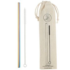 Reusable iridescent straw and cleaning brush NWT